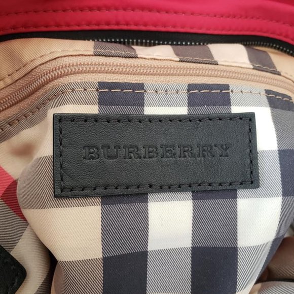 Burberry, Buckleigh Red Nylon/ Black Leather Tote w/  Side Toggles - Picture 11 of 15